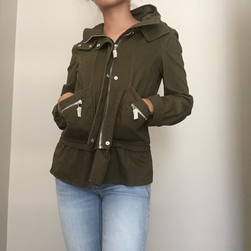 Olive Green 100% Cotton Zara Jacket - Size XS